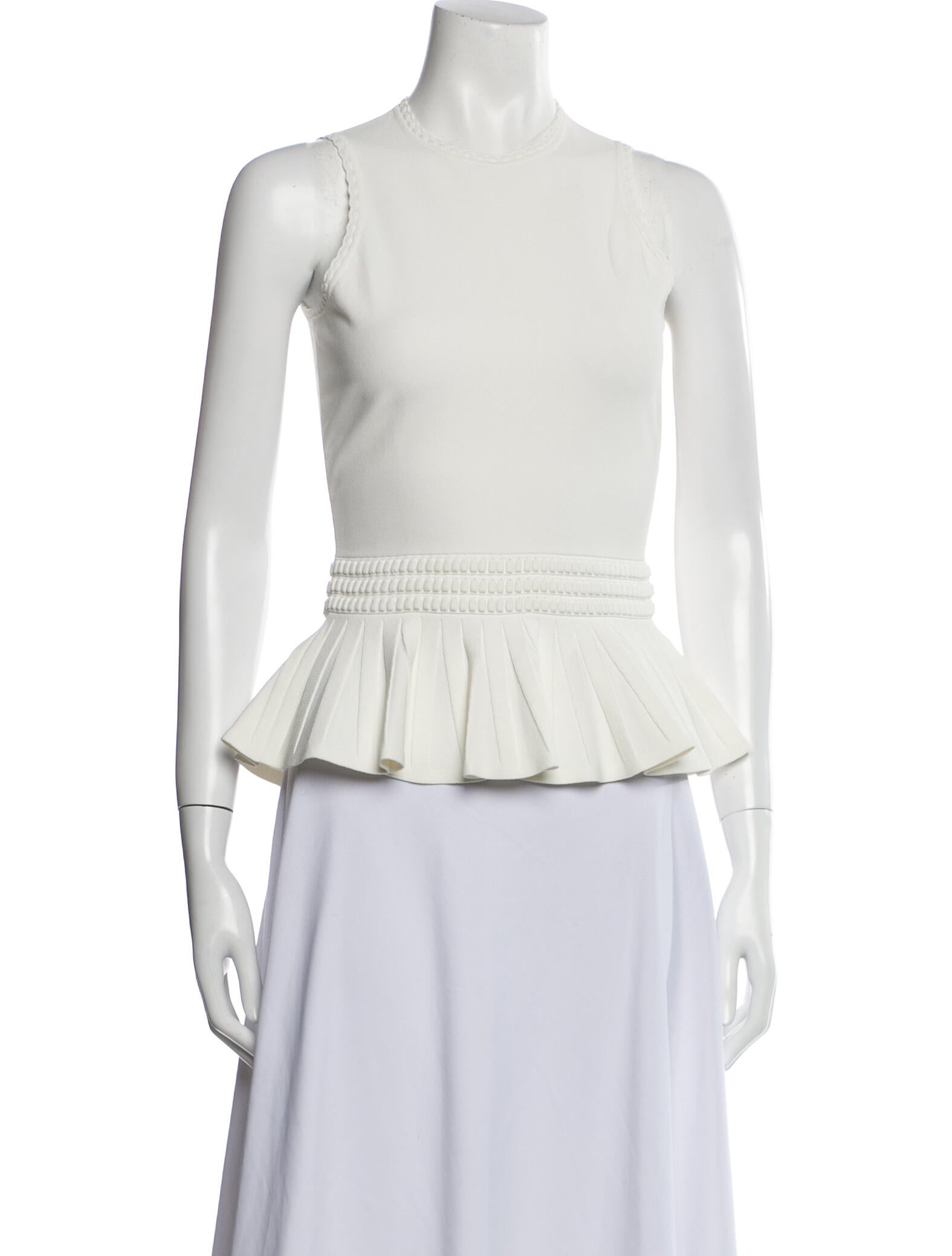 Alexander McQueen Crew Neck Sleeveless Crop Top